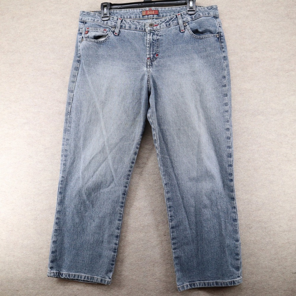 L.E.I. Cropped Jeans 13 Blue Denim Y2K Contrast Stitching